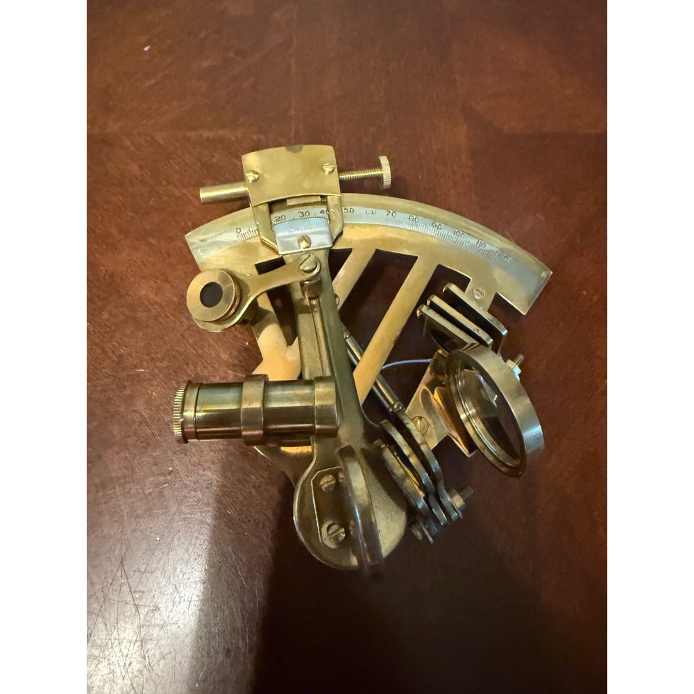 Vtg Brass Nautical Sextant Marine Astrolabe Navigational Instrument